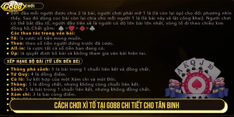 Cách chơi Xì Tố tại GO88 chi tiết cho tân binh