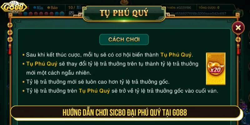 Hướng dẫn chơi Sicbo Đại Phú Quý tại GO88