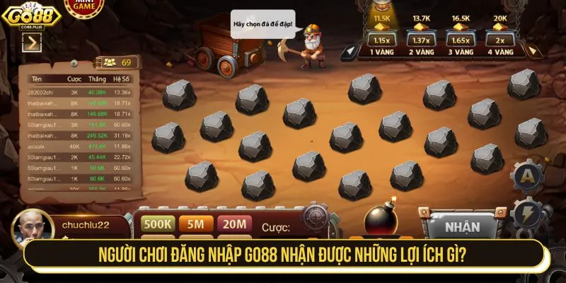 Người chơi đăng nhập GO88 nhận được những lợi ích gì?