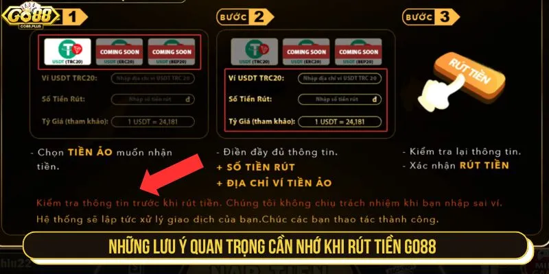 Những lưu ý quan trọng cần nhớ khi rút tiền GO88 