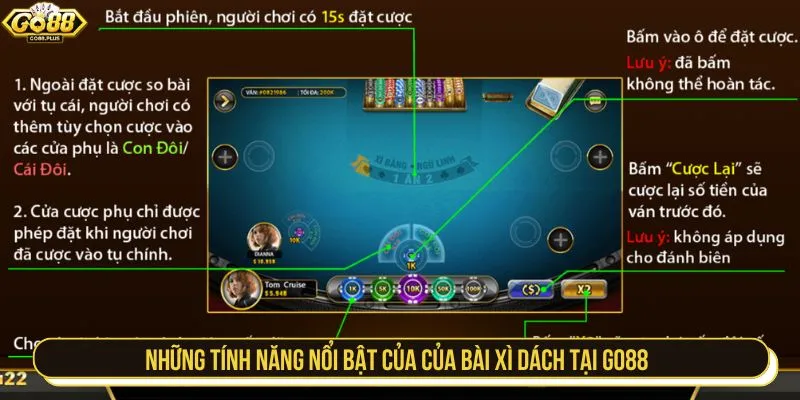 Những tính năng nổi bật của của bài xì dách tại GO88