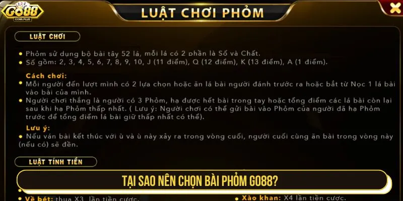 Tại sao nên chọn bài phỏm GO88? 